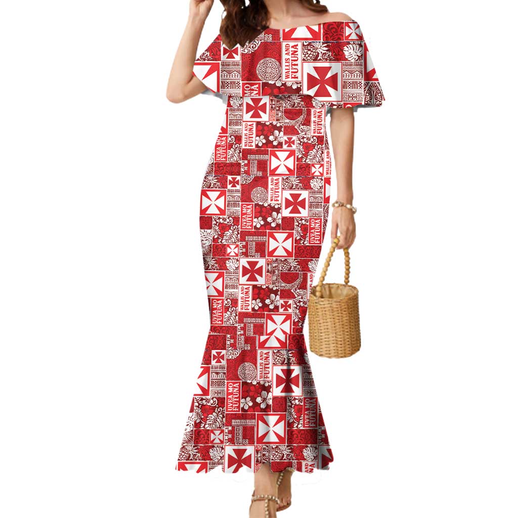 Wallis Et Futuna Kilisimasi Fiefia Mermaid Dress Pacific Patchwork Xmas Vibes LT9 Women Red - Polynesian Pride
