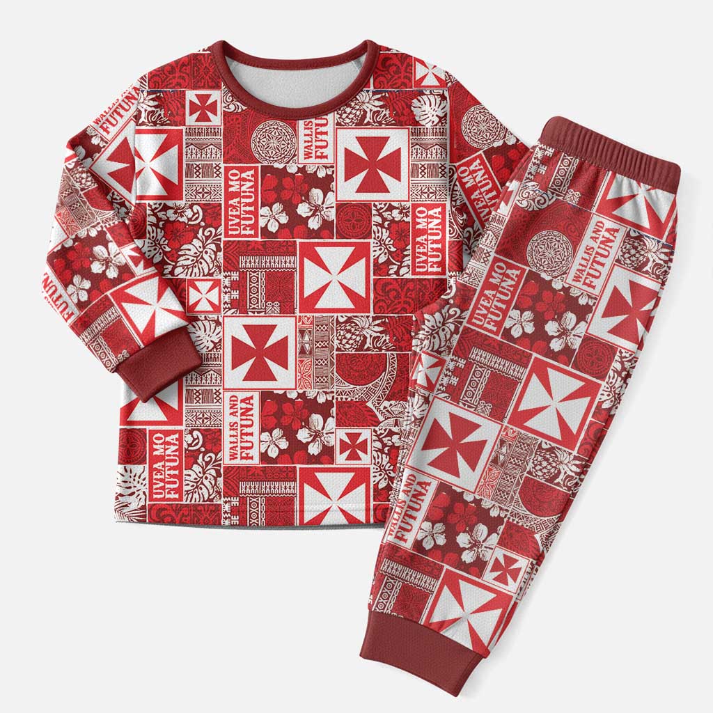 Wallis Et Futuna Kilisimasi Fiefia Christmas Pajama Set Pacific Patchwork Xmas Vibes - Polynesian Pride