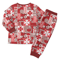 Wallis Et Futuna Kilisimasi Fiefia Christmas Pajama Set Pacific Patchwork Xmas Vibes - Polynesian Pride
