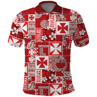 Wallis Et Futuna Kilisimasi Fiefia Polo Shirt Pacific Patchwork Xmas Vibes LT9 Red - Polynesian Pride