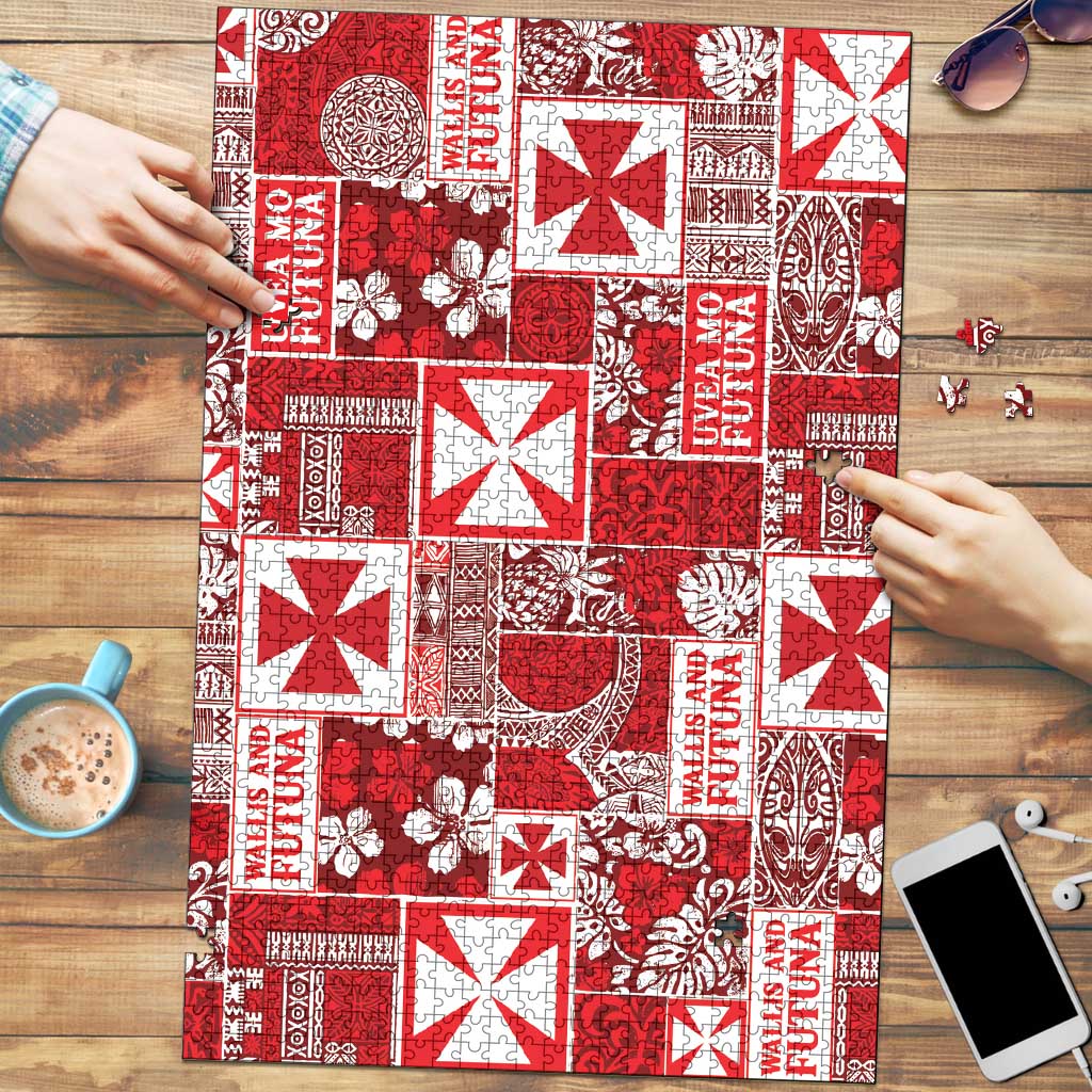 Wallis Et Futuna Kilisimasi Fiefia Puzzle Pacific Patchwork Xmas Vibes LT9 Red - Polynesian Pride