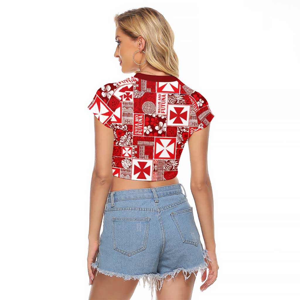 Wallis Et Futuna Kilisimasi Fiefia Raglan Cropped T Shirt Pacific Patchwork Xmas Vibes LT9 - Polynesian Pride