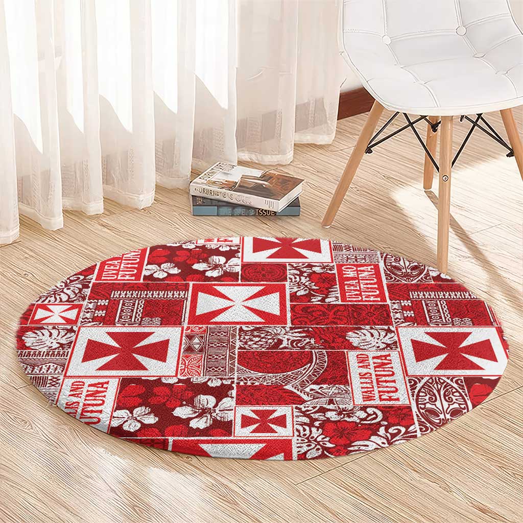 Wallis Et Futuna Kilisimasi Fiefia Round Carpet Pacific Patchwork Xmas Vibes - Polynesian Pride