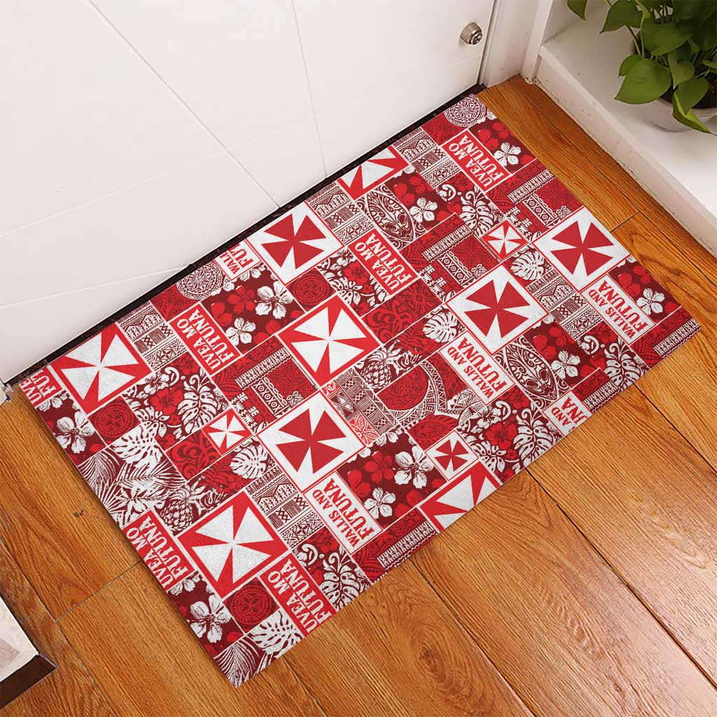 Wallis Et Futuna Kilisimasi Fiefia Rubber Doormat Pacific Patchwork Xmas Vibes LT9 - Polynesian Pride