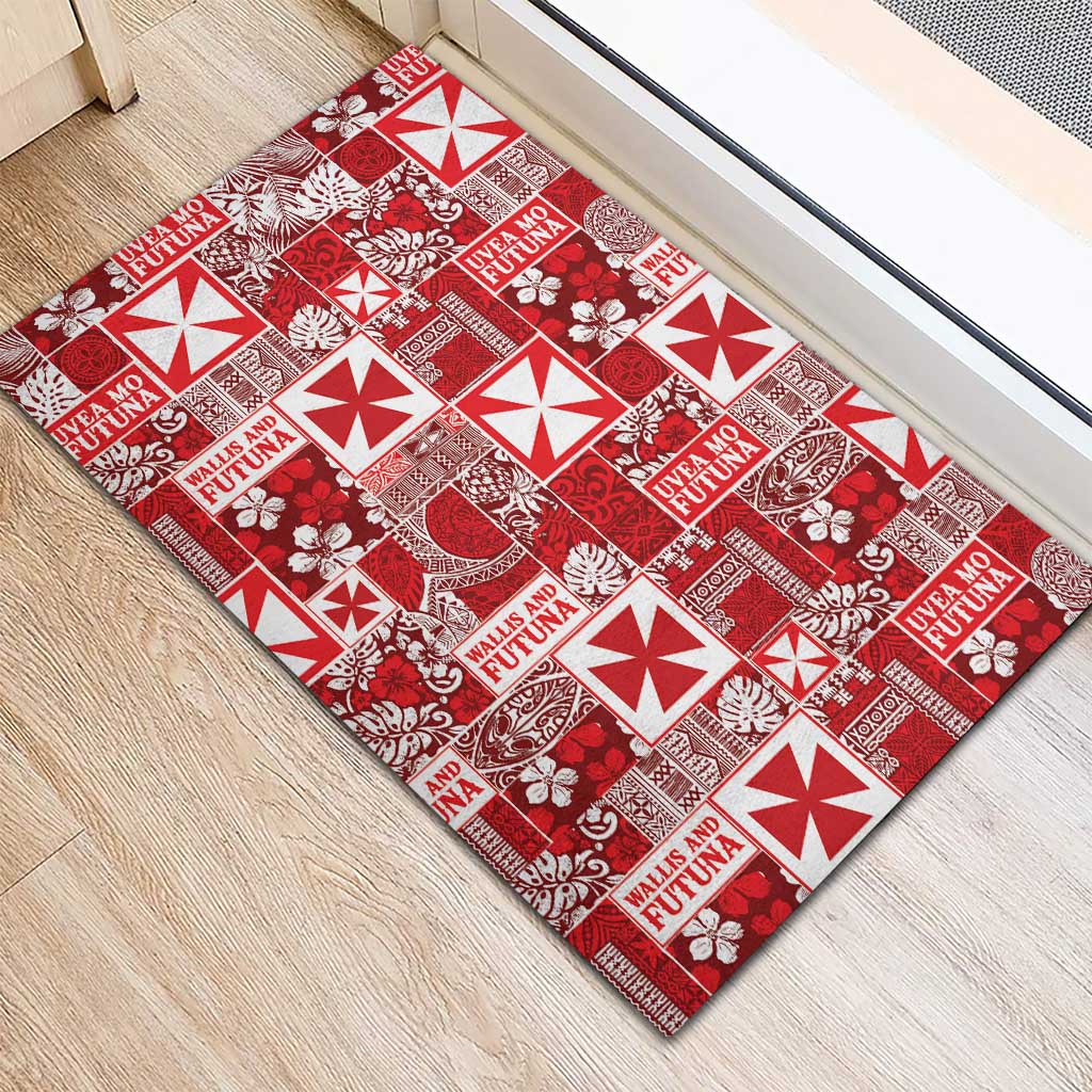Wallis Et Futuna Kilisimasi Fiefia Rubber Doormat Pacific Patchwork Xmas Vibes LT9 - Polynesian Pride