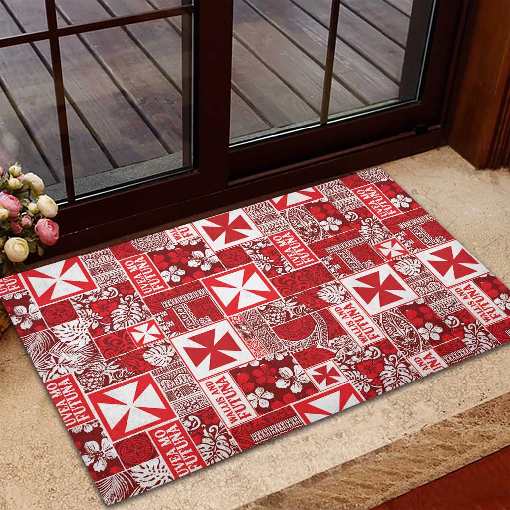 Wallis Et Futuna Kilisimasi Fiefia Rubber Doormat Pacific Patchwork Xmas Vibes LT9 - Polynesian Pride