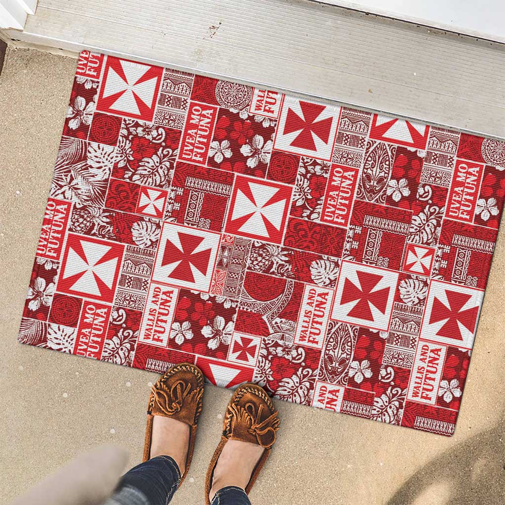 Wallis Et Futuna Kilisimasi Fiefia Rubber Doormat Pacific Patchwork Xmas Vibes LT9 - Polynesian Pride