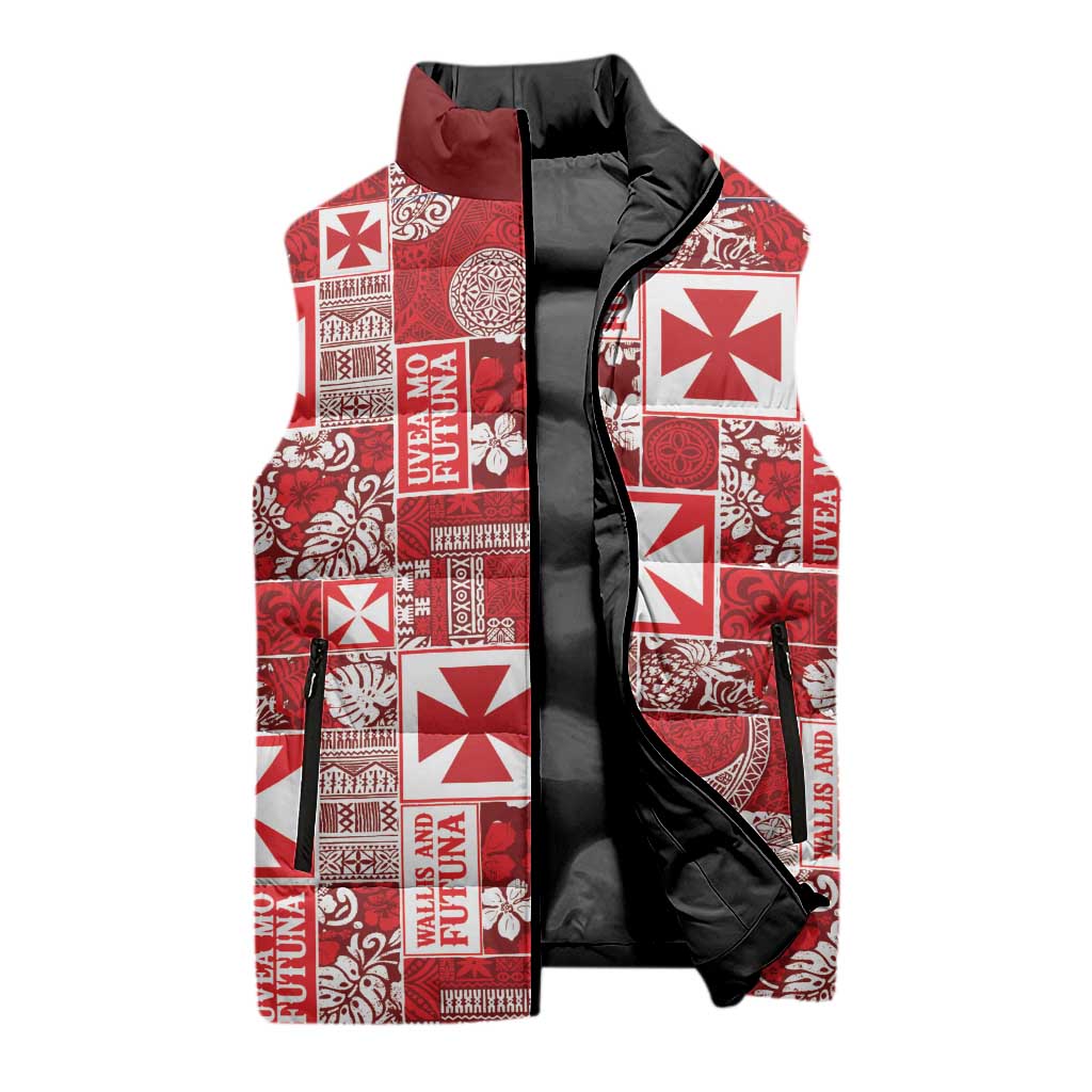 Wallis Et Futuna Kilisimasi Fiefia Sleeveless Puffer Jacket Pacific Patchwork Xmas Vibes LT9 - Polynesian Pride