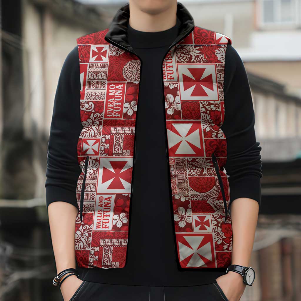 Wallis Et Futuna Kilisimasi Fiefia Sleeveless Puffer Jacket Pacific Patchwork Xmas Vibes LT9 - Polynesian Pride