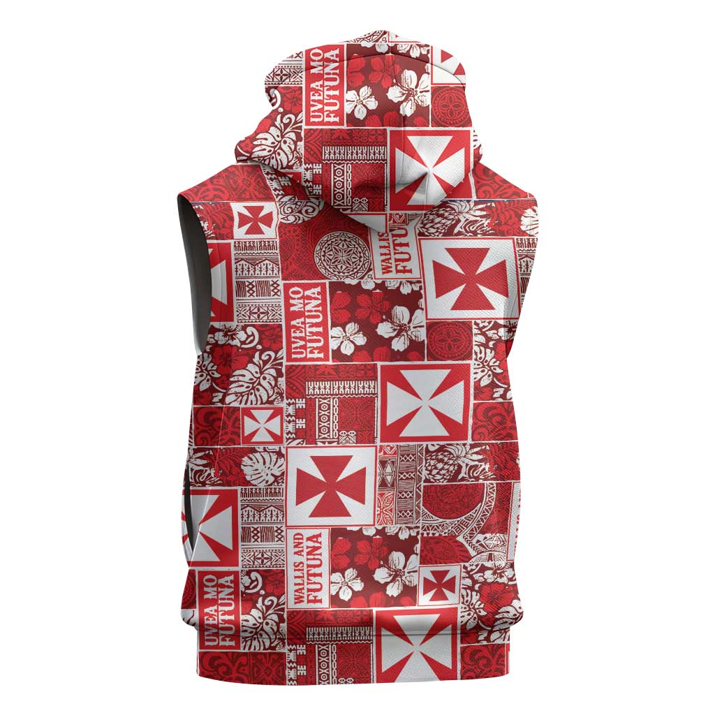 Wallis Et Futuna Kilisimasi Fiefia Sleeveless Zip Hoodie Pacific Patchwork Xmas Vibes LT9 - Polynesian Pride