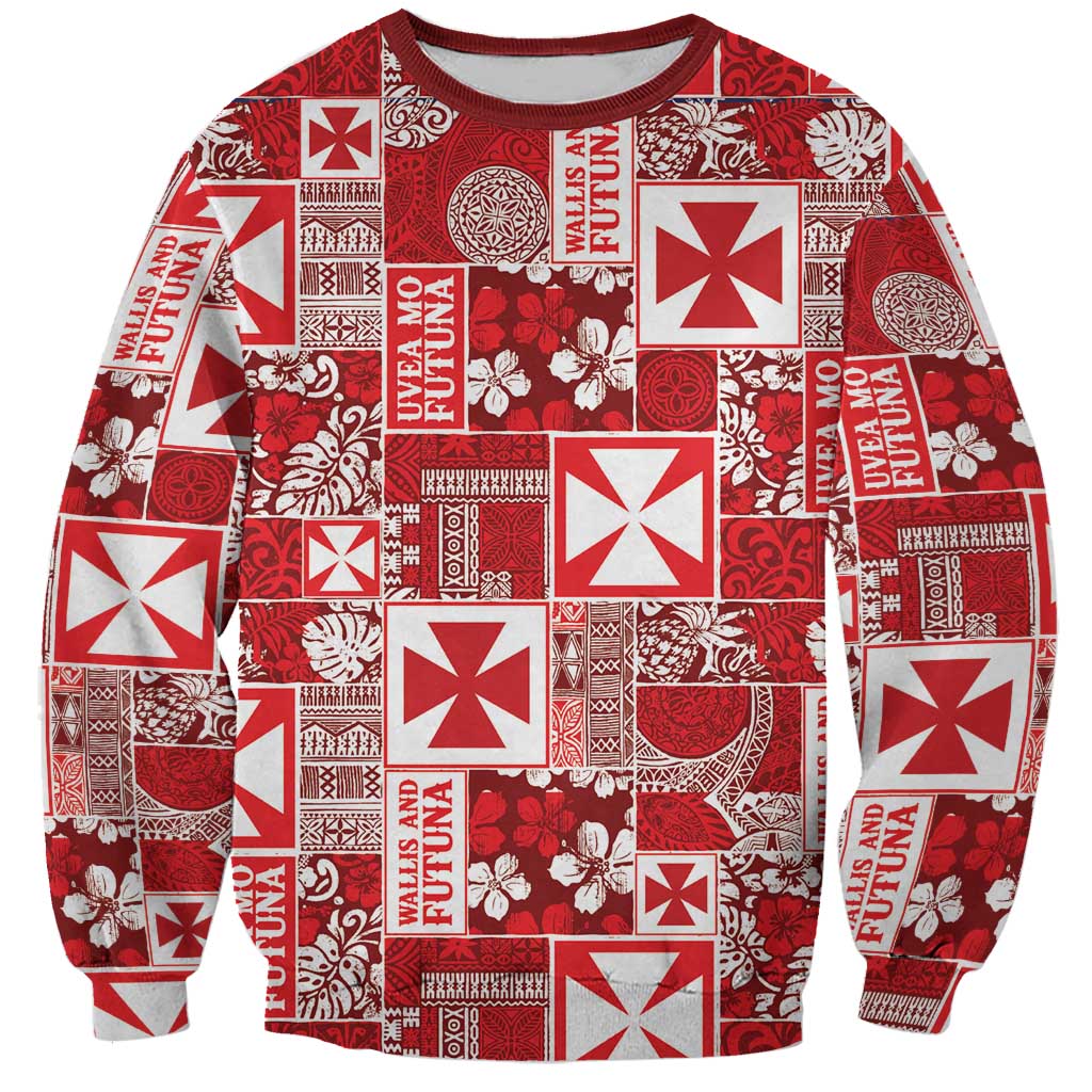 Wallis Et Futuna Kilisimasi Fiefia Sweatshirt Pacific Patchwork Xmas Vibes LT9 Unisex Red - Polynesian Pride