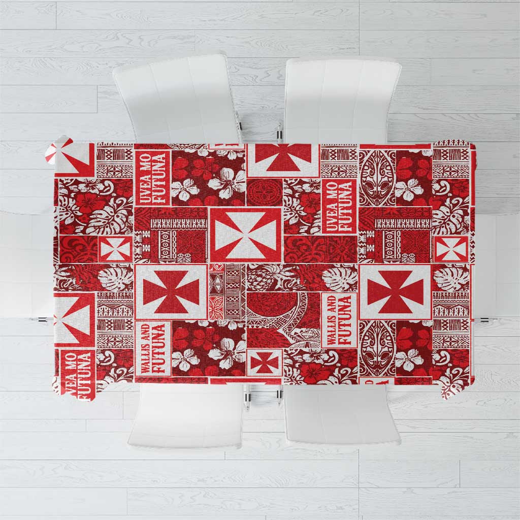Wallis Et Futuna Kilisimasi Fiefia Tablecloth Pacific Patchwork Xmas Vibes LT9 Red - Polynesian Pride