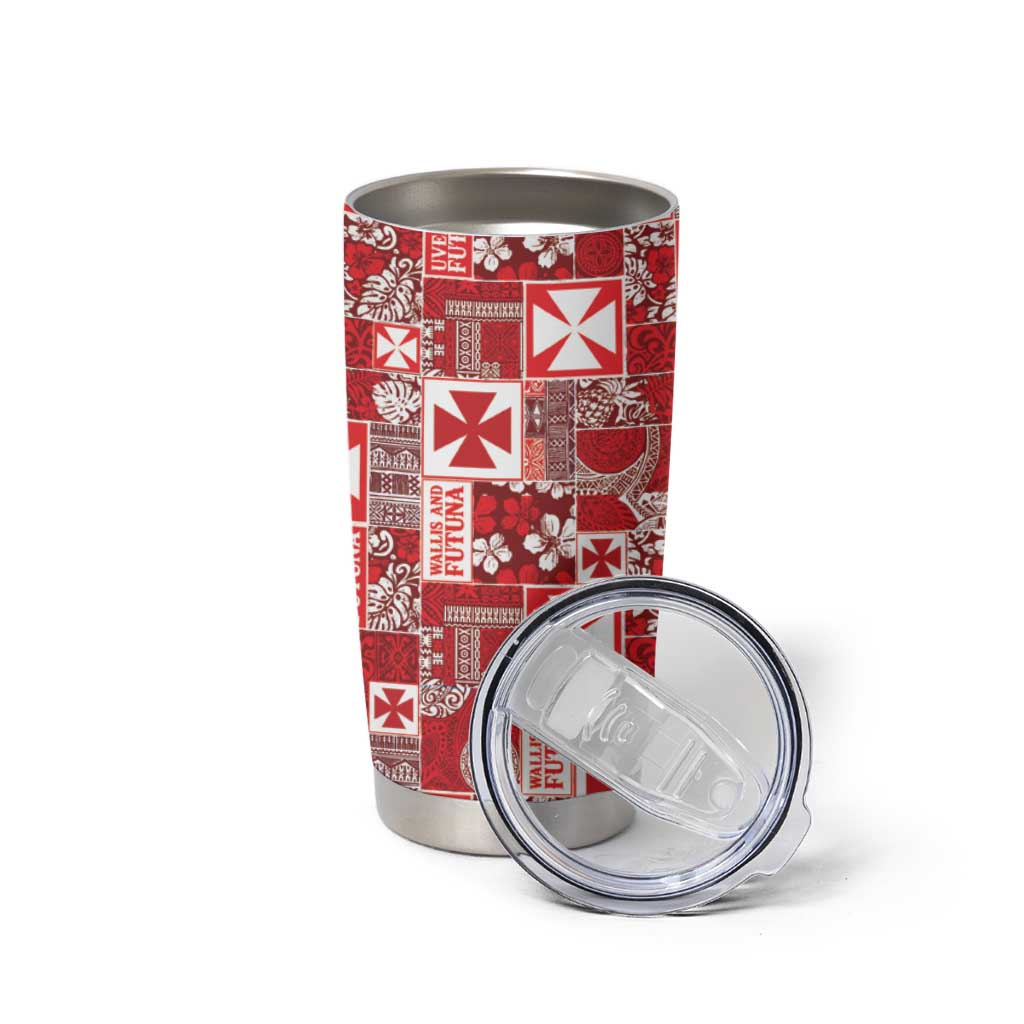Wallis Et Futuna Kilisimasi Fiefia Tumbler Cup Pacific Patchwork Xmas Vibes - Polynesian Pride