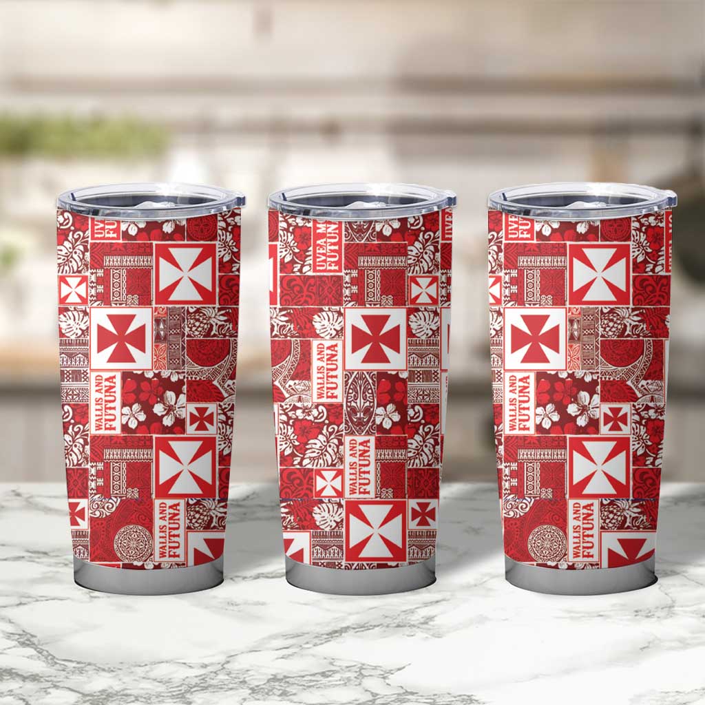 Wallis Et Futuna Kilisimasi Fiefia Tumbler Cup Pacific Patchwork Xmas Vibes - Polynesian Pride