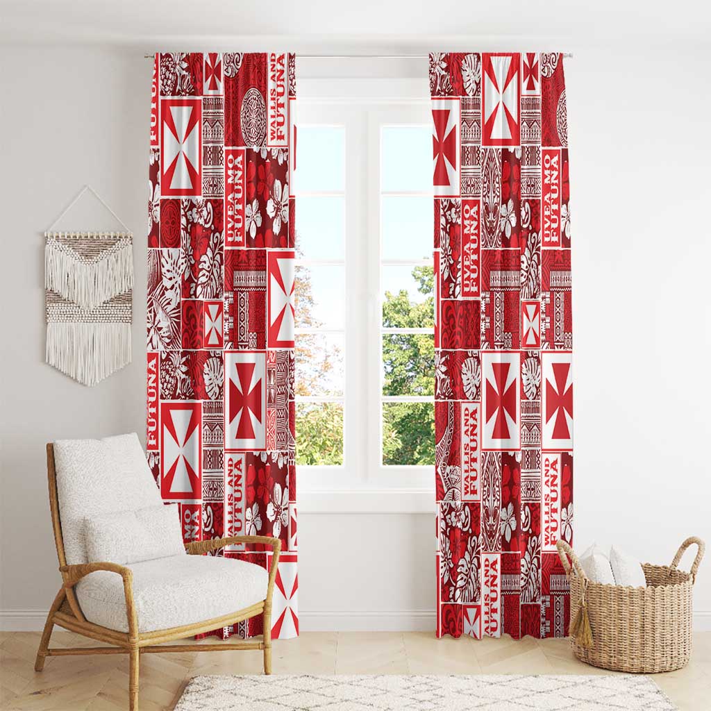 Wallis Et Futuna Kilisimasi Fiefia Window Curtain Pacific Patchwork Xmas Vibes - Polynesian Pride