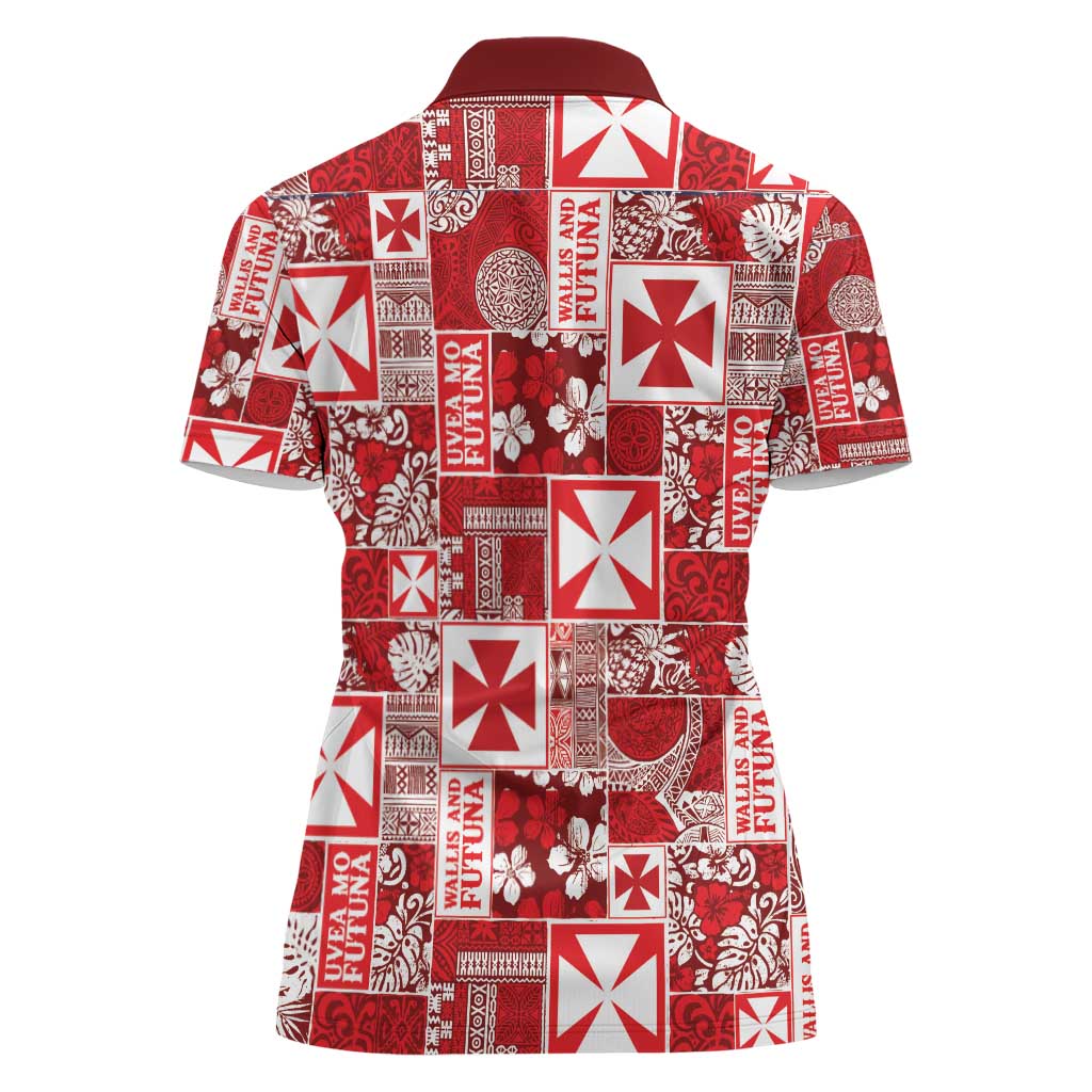 Wallis Et Futuna Kilisimasi Fiefia Women Polo Shirt Pacific Patchwork Xmas Vibes - Polynesian Pride