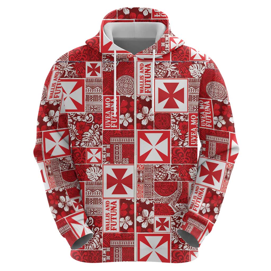 Wallis Et Futuna Kilisimasi Fiefia Zip Hoodie Pacific Patchwork Xmas Vibes LT9 - Polynesian Pride