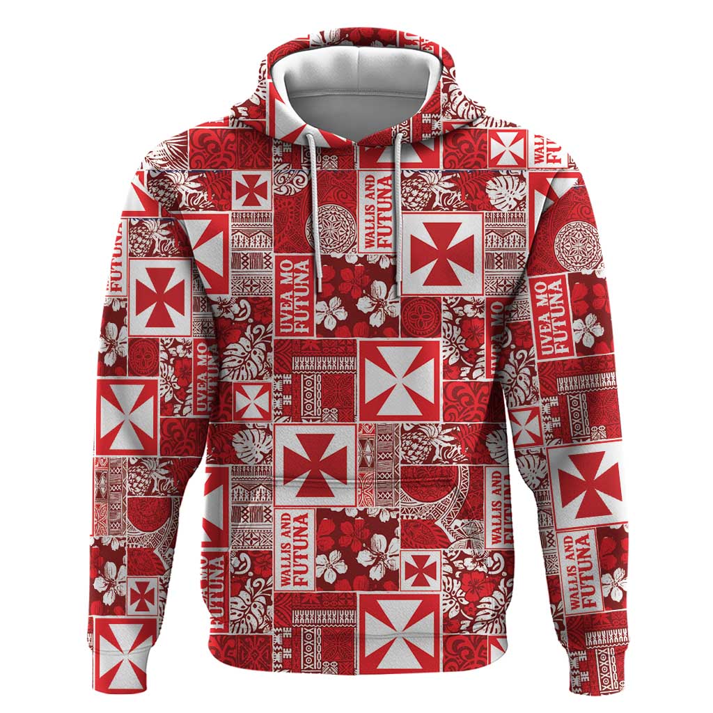 Wallis Et Futuna Kilisimasi Fiefia Zip Hoodie Pacific Patchwork Xmas Vibes LT9 Pullover Hoodie Red - Polynesian Pride
