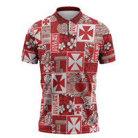 Wallis Et Futuna Kilisimasi Fiefia Zipper Polo Shirt Pacific Patchwork Xmas Vibes - Polynesian Pride