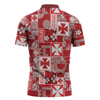 Wallis Et Futuna Kilisimasi Fiefia Zipper Polo Shirt Pacific Patchwork Xmas Vibes - Polynesian Pride