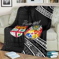 Fiji Tonga Coat of Arms Personalised Blanket - Masi Tapa and Tongan Ngatu Together LT9 - Polynesian Pride