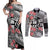 Fiji Tonga Coat of Arm Personalised Couples Matching Off Shoulder Maxi Dress and Long Sleeve Button Shirt With Masi Tapa and Tongan Ngatu Together LT9 Black - Polynesian Pride