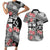 Fiji Tonga Coat of Arm Personalised Couples Matching Short Sleeve Bodycon Dress and Hawaiian Shirt With Masi Tapa and Tongan Ngatu Together LT9 Black - Polynesian Pride