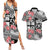 Fiji Tonga Coat of Arm Personalised Couples Matching Summer Maxi Dress and Hawaiian Shirt With Masi Tapa and Tongan Ngatu Together LT9 Black - Polynesian Pride