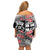 Fiji Tonga Coat of Arm Personalised Family Matching Off Shoulder Short Dress and Hawaiian Shirt With Masi Tapa and Tongan Ngatu Together LT9 - Polynesian Pride