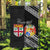 Fiji Tonga Coat of Arm Personalised Garden Flag With Masi Tapa and Tongan Ngatu Together LT9 Garden Flag Black - Polynesian Pride