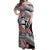 Fiji Tonga Coat of Arm Personalised Off Shoulder Maxi Dress With Masi Tapa and Tongan Ngatu Together LT9 Women Black - Polynesian Pride