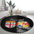 Fiji Tonga Coat of Arm Personalised Round Carpet With Masi Tapa and Tongan Ngatu Together LT9 - Polynesian Pride