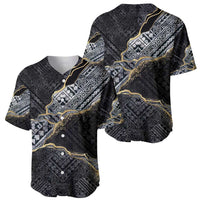Polynesian Tribal Tattoo Baseball Jersey Dark Marble Pattern