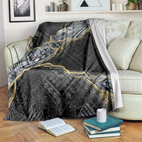 Polynesian Tribal Tattoo Blanket Dark Marble Pattern LT9 Black - Polynesian Pride
