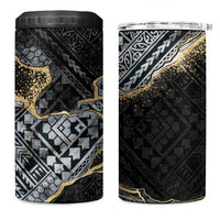 Polynesian Tribal Tattoo 4 in 1 Can Cooler Tumbler Dark Marble Pattern LT9 One Size: 16 oz Black - Polynesian Pride