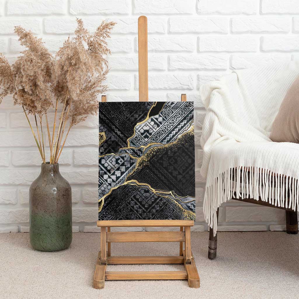 Polynesian Tribal Tattoo Canvas Wall Art Dark Marble Pattern LT9 - Polynesian Pride