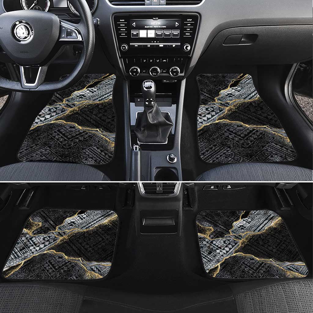 Polynesian Tribal Tattoo Car Mats Dark Marble Pattern