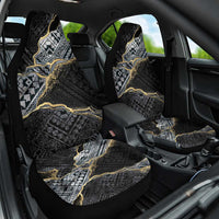 Polynesian Tribal Tattoo Car Seat Cover Dark Marble Pattern