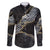 Polynesian Tribal Tattoo Family Matching Off Shoulder Maxi Dress and Hawaiian Shirt Dark Marble Pattern