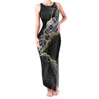 Polynesian Tribal Tattoo Family Matching Tank Maxi Dress and Hawaiian Shirt Dark Marble Pattern