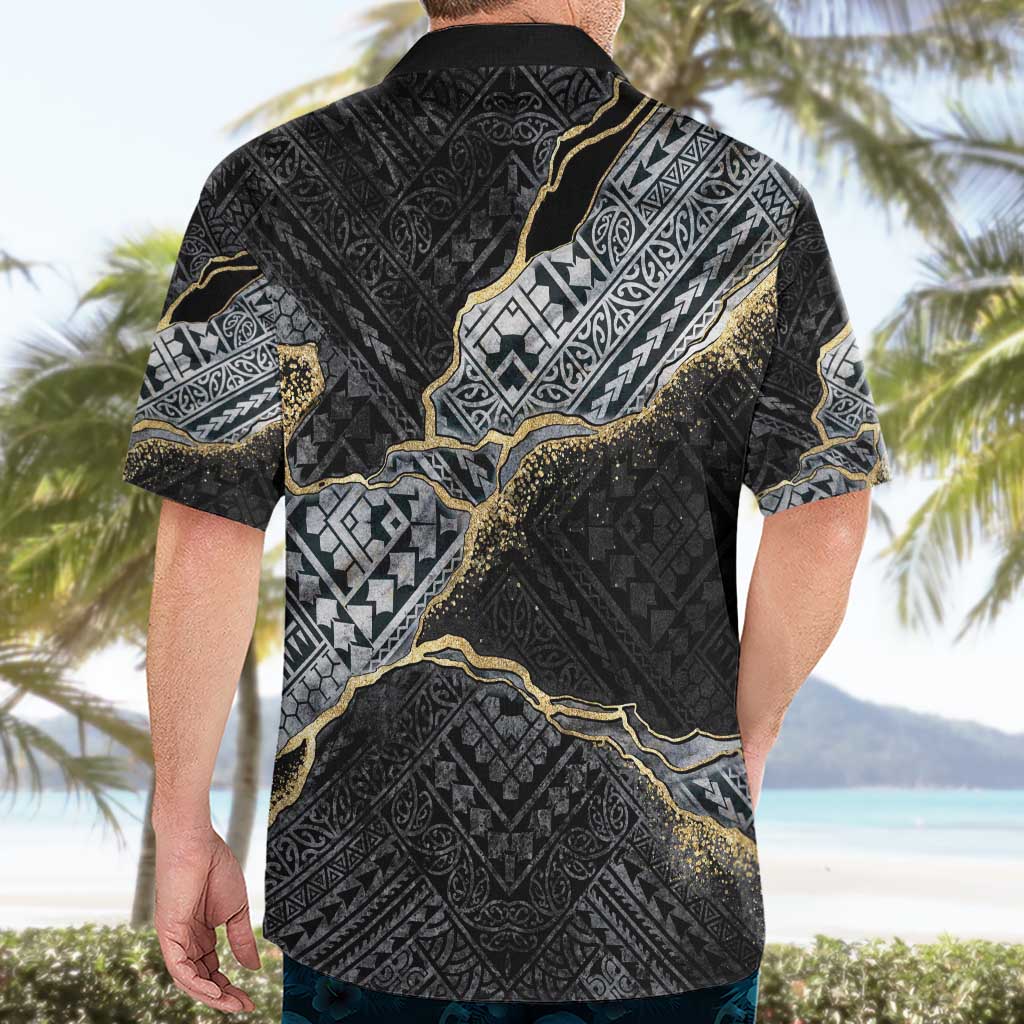 Polynesian Tribal Tattoo Hawaiian Shirt Dark Marble Pattern LT9 - Polynesian Pride