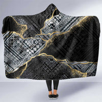 Polynesian Tribal Tattoo Hooded Blanket Dark Marble Pattern LT9 One Size Black - Polynesian Pride