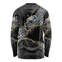 Polynesian Tribal Tattoo Long Sleeve Shirt Dark Marble Pattern LT9 - Polynesian Pride