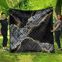 Polynesian Tribal Tattoo Quilt Dark Marble Pattern