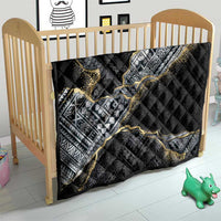 Polynesian Tribal Tattoo Quilt Dark Marble Pattern