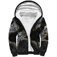 Polynesian Tribal Tattoo Sherpa Hoodie Dark Marble Pattern LT9 Unisex Black - Polynesian Pride
