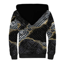 Polynesian Tribal Tattoo Sherpa Hoodie Dark Marble Pattern LT9 - Polynesian Pride