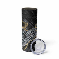 Polynesian Tribal Tattoo Skinny Tumbler Dark Marble Pattern