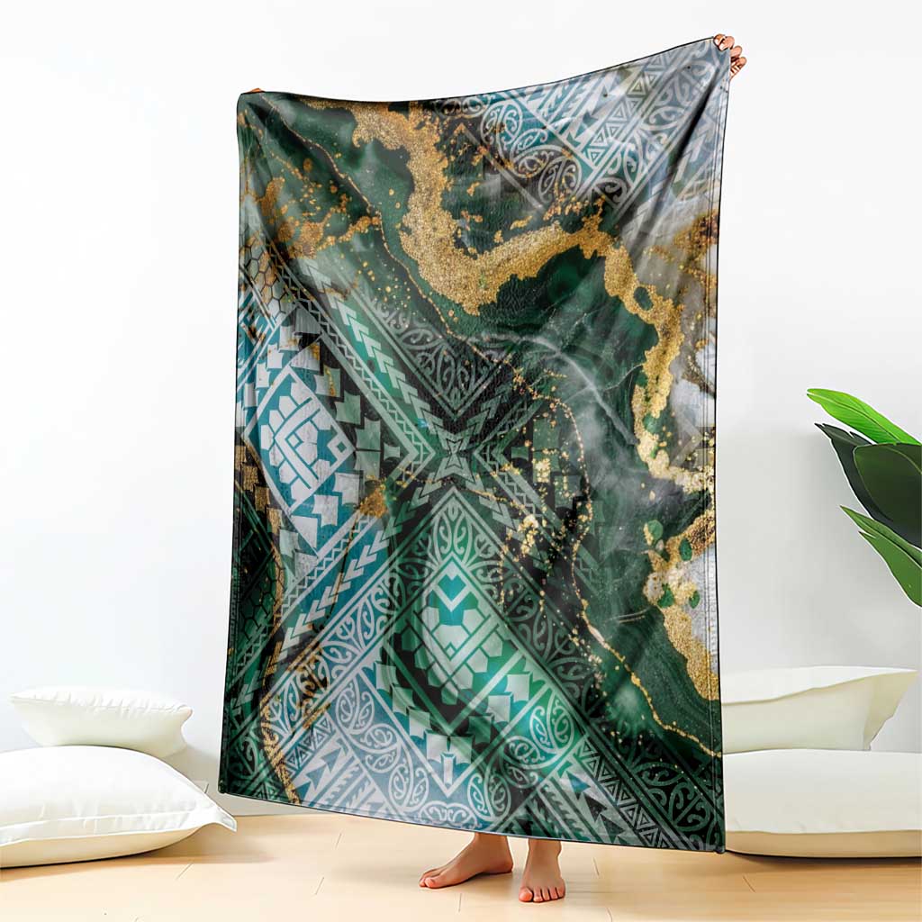 Polynesian Tribal Tattoo Blanket Green Marble Pattern LT9 - Polynesian Pride
