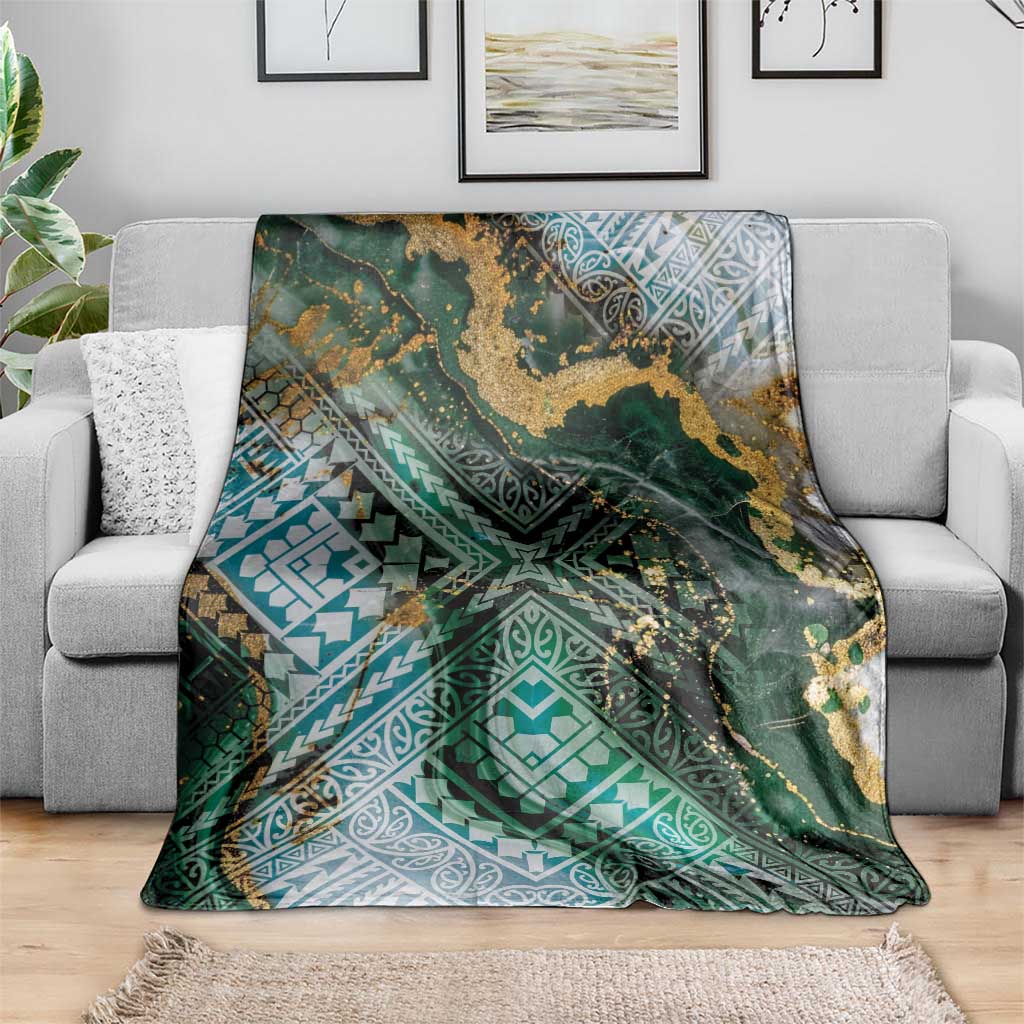 Polynesian Tribal Tattoo Blanket Green Marble Pattern LT9 - Polynesian Pride
